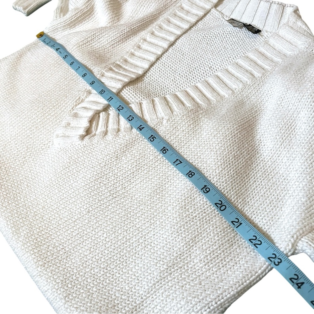 Vintage V Neck Paul Et Duffier White Cotton Ramie Deep V-Neck Knit Sweater Sz L - Picture 11 of 12